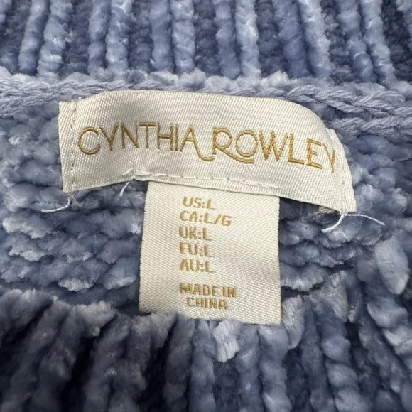 Cynthia Rowley Textured Blue Crewneck Sweater - Picture 2 of 6